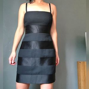 Laundry by Shelli Segal black spaghetti mini striped cocktail dress Valentines